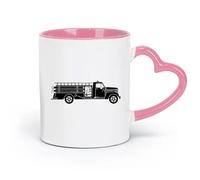 Taza de café de cerámica Cool Fire Fighter Truck Hot Ride ation Boy's (11 oz/320 ml) Perfecta para cocinas, restaurantes y cafés, gran idea de regalo rosa