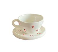 Taza de café de cerámica de 300 ml, taza de café con leche para oficina en casa, taza de flores, cereza