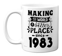 Taza de café de cerámica de 32 ml, regalo para hombres y mujeres - Making the World a Better Place since 1983 - Happy 42 Birthday Gifts for Grandad Grandma Nan Retro Back In 1983 Age 42 Bday