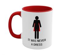 Taza de café de cerámica de 325 ml con texto en inglés "It Was Never a Dress", de color negro a blanco, para mujeres feministas, novedosa creatividad, desarrollo térmico, regalos únicos para mujeres