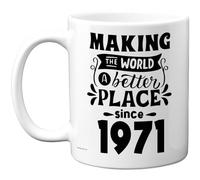 Taza de café de cerámica de 325 ml, regalo para hombres y mujeres - Making the World a Better Place since 1971 - Happy 54 Birthday Gifts for Grandad Grandma Nan Retro Back In 1971 Age Fifty-Four Bday