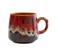 Taza de café de cerámica de 350 ml con asa, novedad taza de té vintage esmaltada líquida tazas de café con latte tazas de té rústicas para oficina y hogar, regalo único para hombres y mujeres, rojo