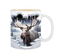 Taza de café de cerámica de alce, taza de té de porcelana de alce navideño, taza de café de ciervo, taza de café con diseño de cabeza de ciervo, taza de café apta para microondas, taza de agua para
