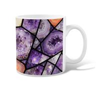 Taza de café de cerámica de amatista, geométrica moderna de cuarzo geoda ninguna violeta, taza de té novedosa con asa, ideal para amistad, familia, colegas, personal, novios, profesores, 325 ml