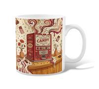 Taza de café de cerámica de caramelo, máquina expendedora de flores vintage, ninguna taza roja novedosa de chocolate caliente con asa, ideal para amistad, familia, colegas, profesores, personal de