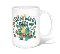 Taza de café de cerámica de cocodrilo, con anillo inflable de verano, color verde, novedosa taza de trabajo con asa, ideal para amigos, familiares, compañeros de trabajo, profesores, parejas