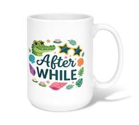 Taza de café de cerámica de cocodrilo, estrellas juguetonas de verano, taza de chocolate caliente con asa, ideal para amigos, familiares, compañeros de trabajo, amantes, ancianos, ancianos, 425.2 g