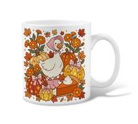 Taza de café de cerámica de ganso, diseño de calabazas juguetonas, flores, otoño, naranja, taza de té novedosa con asa, ideal para amigos, familiares, compañeros de trabajo, profesores, parejas