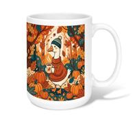 Taza de café de cerámica de ganso, diseño de hojas de calabazas de temporada, color naranja otoñal, taza de té novedosa con asa, ideal para amigos, familiares, compañeros de trabajo, amantes, ancianos