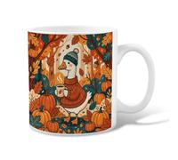 Taza de café de cerámica de ganso, diseño de hojas de calabazas de temporada otoñal, taza de té novedosa con asa, ideal para amistad, familia, colegas, profesores, personal de novia, 325 ml