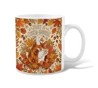 Taza de café de cerámica de ganso, manta de hojas juguetonas, color naranja otoñal, taza de chocolate caliente con asa, ideal para amistad, familia, colegas, personal, novios, profesores, 11 onzas