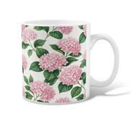 Taza de café de cerámica de hortensia, diseño floral de hojas naturales que florecen en primavera, melocotón, taza de chocolate caliente con asa, ideal para amistad, familia, colegas, personal, novios