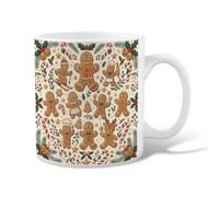 Taza de café de cerámica de invierno con diseño de galletas de jengibre | Bastones de caramelo, taza de té, bayas de acebo, ilustración fantástica, vasos de temporada, acogedor tema de invierno