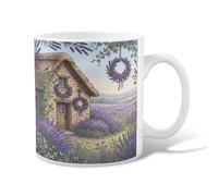 Taza de café de cerámica de lavanda, corona rústica de campo, cabaña de primavera, violeta, taza de té novedosa con asa, ideal para amigos, familiares, amantes, ancianos, compañeros de trabajo mayores