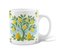 Taza de café de cerámica de limón, botella de aceite de oliva tropical de verano, con asa, ideal para amistad, familia, colega, personal, profesores, 11 onzas