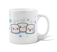 Taza de café de cerámica de malvavisco, bonito copo de nieve, de invierno, color blanco, para oficina, con asa, ideal para amigos, amantes de la familia, ancianos, compañeros de trabajo, 11 onzas