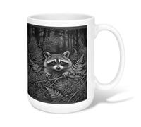 Taza de café de cerámica de mapache, diseño realista de pino helecho, no negro, novedosa taza para beber de oficina con asa, ideal para amigos, familiares, compañeros de trabajo, profesores, parejas