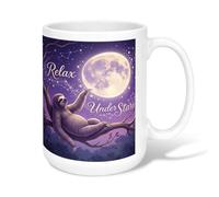 Taza de café de cerámica de perezoso, relajación, naturaleza, luna, estrellas, noche, violeta, novedad, taza para beber con asa, ideal para amistad, familia, colegas, personal, novios, profesores, 15