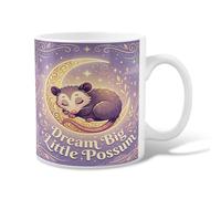 Taza de café de cerámica de zarigüeya, con diseño de luna y estrellas, ninguna violeta, con asa, ideal para amigos, familiares, compañeros de trabajo, profesores, parejas, empleados, 11 onzas