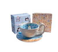 Taza de café de cerámica decorativa en caja con platillo, cuchara y sello para escritorio del hogar, del té, momentos de descanso de la leche, sello de taza de cerámica en caja, cuchara, café,
