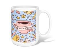 Taza de café de cerámica, diseño moderno de estrellas juguetonas, color azul, novedosa taza para beber de oficina con asa, ideal para amigos, familiares, compañeros de trabajo, amantes de la tercera