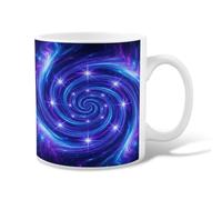 Taza de café de cerámica en espiral, estrellas futuristas cósmicas, galaxias, ninguna azul, taza de té novedosa con asa, ideal para amistad, familia, colegas, personal, novios, profesores, 325 ml