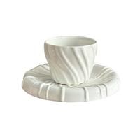 Taza de café de cerámica francesa de 250 ml, diseño floral, color blanco puro