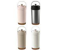 Taza de café de cerámica genérica de 500 ml - Leakproof Portable Water Bottle with PP Handle | Cream White Ceramic-Lined Stainless Steel Tumbler for Hot or Cold Drinks, ideal para actividades al aire