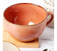 Taza de café de cerámica grande de 700 ml, taza de café, taza XXL de cerámica con asa, cuencos grandes de cereales con asa, cuenco para ensaladas, taza de café de porcelana (rojo tierra)