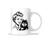 Taza De Café De Cerámica Illustration D'Une Femme Et D'Un Poméranien Minimalista Taza Desayuno Colorido Tazas De Desayuno Para Familiare Espresso Té