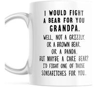 Taza De Café De Cerámica Je Me Battrais Contre Un Ours Pour Toi, Grand-Père Divertido Taza Desayuno Diseño Taza De Porcelana Para Leche Recuerdos Té