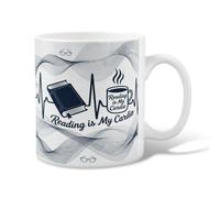 Taza de café de cerámica literaria contemporánea, latido del corazón, sin azul marino, taza de té novedosa con asa, ideal para amistad, familia, colegas, personal, novios, profesores, 11 onzas