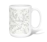 Taza de café de cerámica, minimalista, hojas botánicas, flores, ninguna blanca, novedosa taza para beber de oficina con asa, ideal para amistad, familia, colegas, profesores, personal de novia, 15