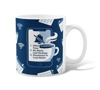 Taza de café de cerámica, moderna, minimalista, campanas de teléfono inteligente, ninguna, azul marino, novedosa, taza para beber con asa, ideal para amistad, familia, colegas, profesores, personal de