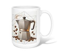 Taza de café de cerámica, moderna y minimalista, café al vapor, gris, novedosa, taza de té con asa, ideal para amistad, familia, colegas, profesores, personal de amor, 15 onzas