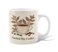Taza de café de cerámica para café, hojas naturales, flores, ninguna marrón, taza para beber con asa, ideal para amistad, familia, colegas, personal, novios, profesores, 325 ml