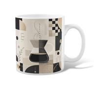 Taza de café de cerámica para café, moderna, minimalista, geométrica, ninguna negra, taza de té novedosa con asa, ideal para amistad, familia, colegas, personal, novios, profesores, 11 onzas