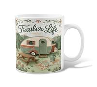Taza de café de cerámica para camping, mapa de la naturaleza de la aventura, mesa de picnic, taza de té verde novedosa con asa, ideal para amigos, familiares, amantes, ancianos, compañeros de trabajo