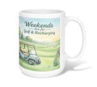 Taza de café de cerámica para carrito de golf, bolsa de golf al aire libre, sol, verano, verde, taza para beber con asa, ideal para amigos, familiares, compañeros de trabajo, profesores, parejas