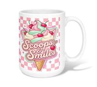 Taza de café de cerámica para helado, cono de cerezas juguetonas de verano, taza de té novedosa con asa, ideal para amigos, familiares, amantes, ancianos, compañeros de trabajo, 15 onzas