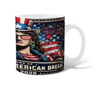 Taza de café de cerámica para mujer, diseño patriótico de estrellas y rayas, 4 de julio, taza de té roja novedosa con asa, regalo para amigos, familiares, compañeros de trabajo, profesores, parejas
