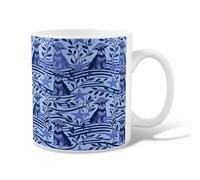 Taza de café de cerámica para perro, con hojas de estrella de mar, color azul de verano, novedad para oficina, con asa, ideal para amistad, familia, colegas, profesores, personal de novios, 11 onzas