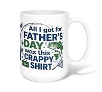 Taza de café de cerámica para pescado, cesta de caña de pescar con mango para el día del padre, ideal para amigos, familiares, compañeros de trabajo, profesores, parejas, empleados, 15 onzas