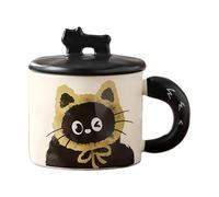 Taza de café de cerámica para , taza de gato linda con tapa | Taza de pareja de con tapa - Tazas de café de compromiso con tapa para té, leche, bebidas calientes o