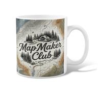 Taza de café de cerámica para tienda de campaña, aventura al aire libre, mapa de árboles de verano, taza de té con asa, ideal para amigos, familiares, compañeros de trabajo, profesores, parejas