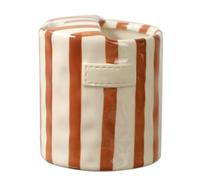 Taza de café de cerámica pintada a mano con diseño de rayas retro, 330 ml, con agujero para sorber, resistente al calor, diseño vintage a rayas para café, té, café con leche y bebidas calientes