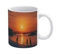 Taza de café de cerámica, resistente, de 325 ml, con diseño impreso "Riverside Twilight", ideal como regalo para hombres, mujeres, mamá, papá, aniversarios y bodas. Perfecta para el hogar o la oficin