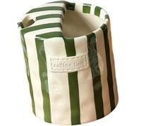 Taza de café de cerámica retro a rayas con agujero para sorber, taza de café de cerámica resistente al calor pintada a mano, taza de café antideslizante de estilo vintage para café, té y café con