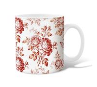 Taza de café de cerámica rosa, vintage, romántica, hoja, mariposa, primavera, rojo, novedad, taza para beber con asa, regalo para amistad, familia, colegas, personal, novios, profesores, 15 onzas