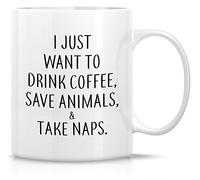 Taza De Café De Cerámica Solo Quiero Beber, Salvar Animales Y Tomar Siestas Vintage Taza De Cerámica Divertido Taza De Porcelana Para Oficina Té Decorar